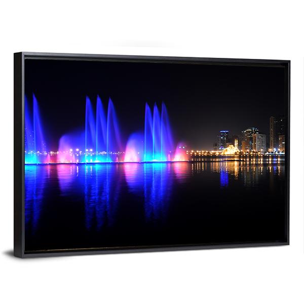 Colorful Fountain Canvas Wall Art-3 Horizontal-Gallery Wrap-25" x 16"-Tiaracle