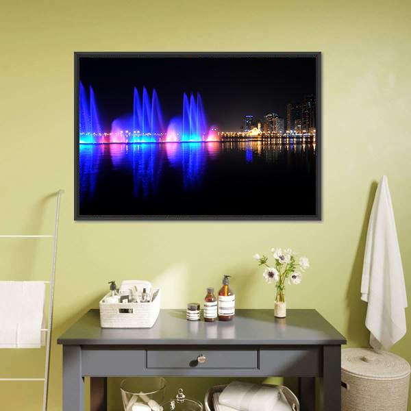 Colorful Fountain Canvas Wall Art-3 Horizontal-Gallery Wrap-25" x 16"-Tiaracle