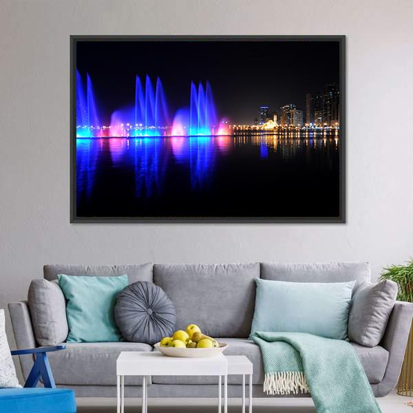 Colorful Fountain Canvas Wall Art-3 Horizontal-Gallery Wrap-25" x 16"-Tiaracle
