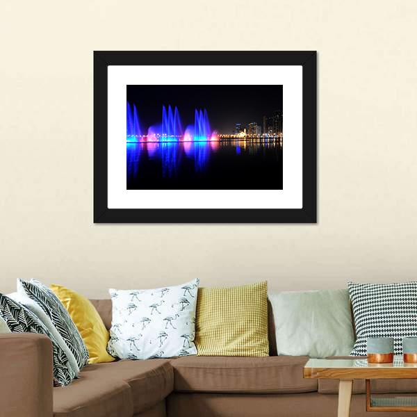 Colorful Fountain Canvas Wall Art-1 Piece-Framed Print-20" x 16"-Tiaracle