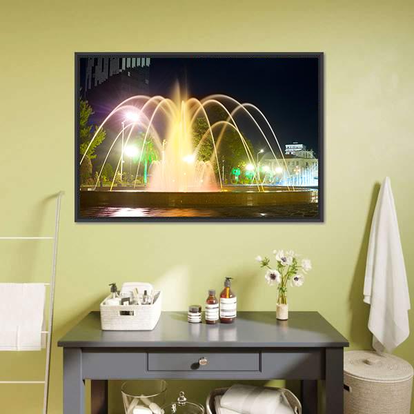 Colorful Musical Fountains Canvas Wall Art-3 Horizontal-Gallery Wrap-25" x 16"-Tiaracle