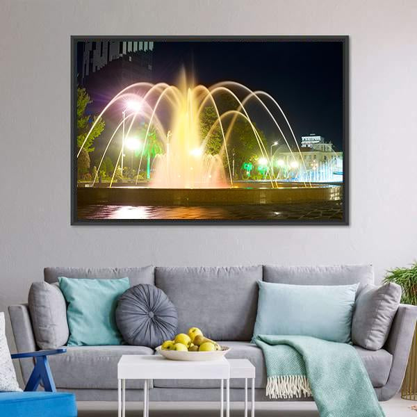 Colorful Musical Fountains Canvas Wall Art-3 Horizontal-Gallery Wrap-25" x 16"-Tiaracle