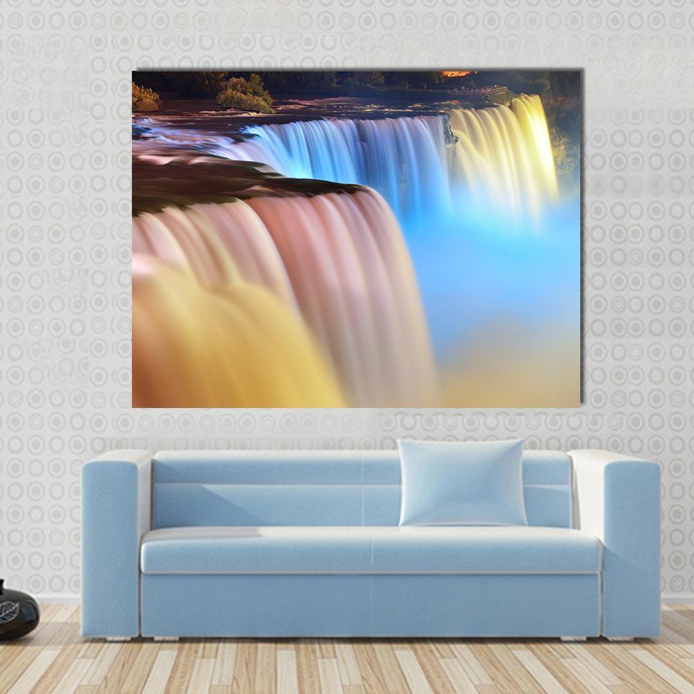 Colorful Niagara Falls Canvas Wall Art-1 Piece-Gallery Wrap-48" x 32"-Tiaracle