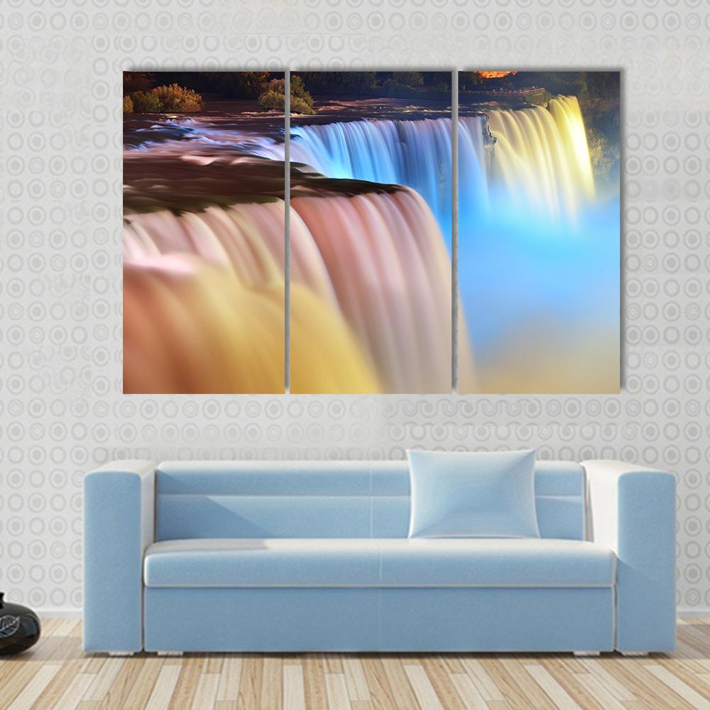 Colorful Niagara Falls Canvas Wall Art-3 Horizontal-Gallery Wrap-37" x 24"-Tiaracle