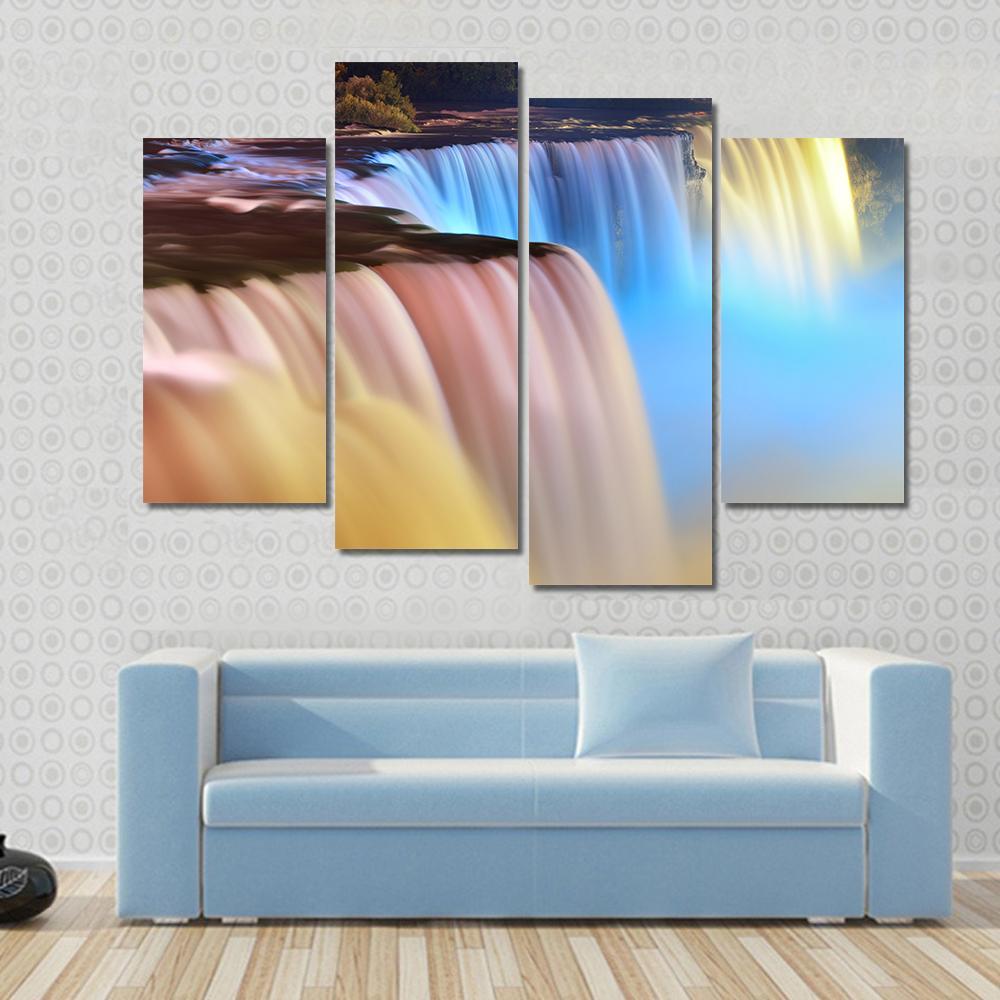 Colorful Niagara Falls Canvas Wall Art-4 Pop-Gallery Wrap-50" x 32"-Tiaracle