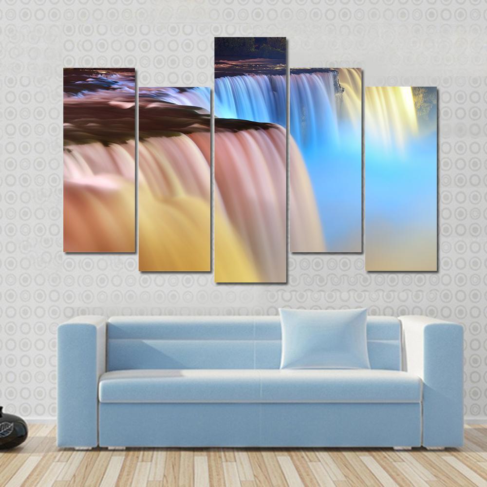 Colorful Niagara Falls Canvas Wall Art-5 Pop-Gallery Wrap-47" x 32"-Tiaracle