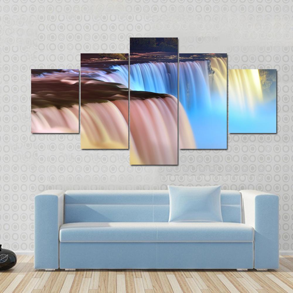 Colorful Niagara Falls Canvas Wall Art-5 Star-Gallery Wrap-62" x 32"-Tiaracle