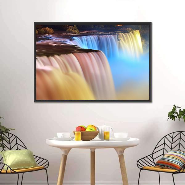 Colorful Niagara Falls Canvas Wall Art-1 Piece-Floating Frame-24" x 16"-Tiaracle
