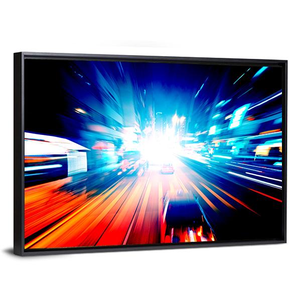 Colorful Night Traffic Canvas Wall Art-3 Horizontal-Gallery Wrap-25" x 16"-Tiaracle