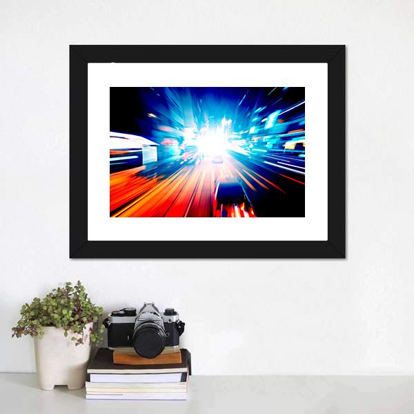 Colorful Night Traffic Canvas Wall Art-3 Horizontal-Gallery Wrap-25" x 16"-Tiaracle