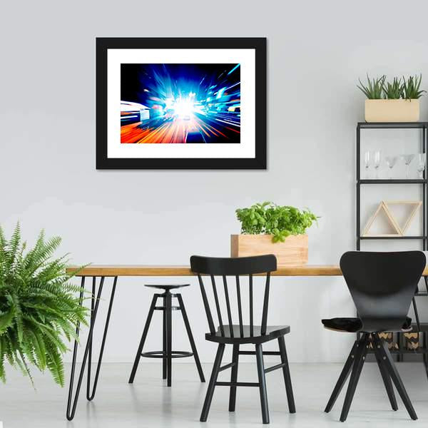 Colorful Night Traffic Canvas Wall Art-3 Horizontal-Gallery Wrap-25" x 16"-Tiaracle