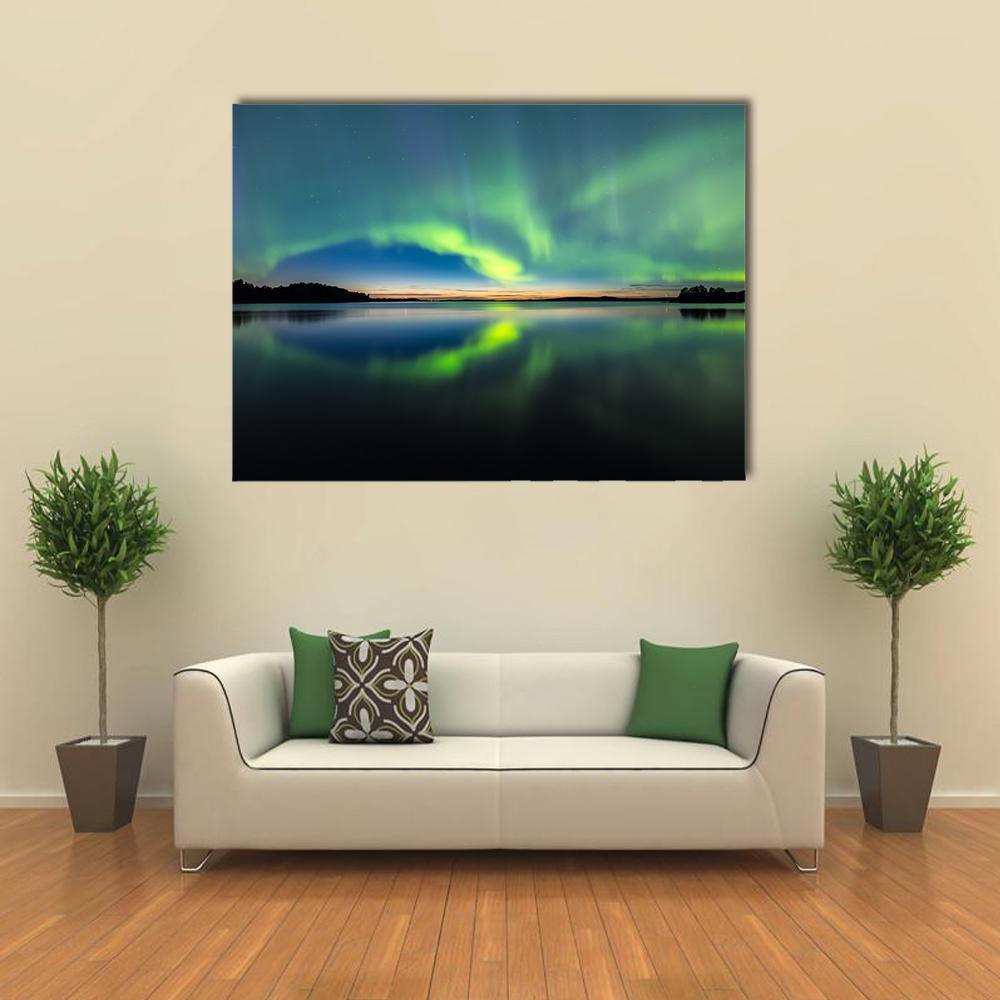 Northern Lights In Sky Canvas Wall Art-1 Piece-Gallery Wrap-48" x 32"-Tiaracle