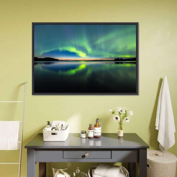 Northern Lights In Sky Canvas Wall Art-3 Horizontal-Gallery Wrap-25" x 16"-Tiaracle