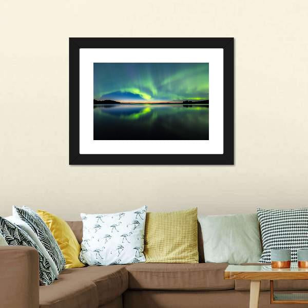 Northern Lights In Sky Canvas Wall Art-1 Piece-Framed Print-20" x 16"-Tiaracle