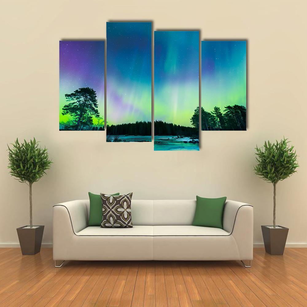 Colorful Northern Lights Canvas Wall Art-4 Pop-Gallery Wrap-50" x 32"-Tiaracle