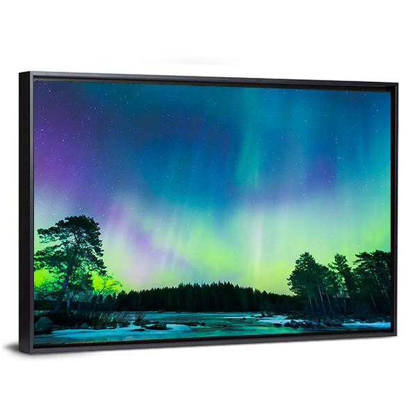 Colorful Northern Lights Canvas Wall Art-3 Horizontal-Gallery Wrap-25" x 16"-Tiaracle
