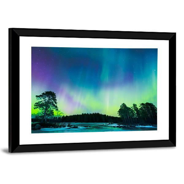 Colorful Northern Lights Canvas Wall Art-3 Horizontal-Gallery Wrap-25" x 16"-Tiaracle