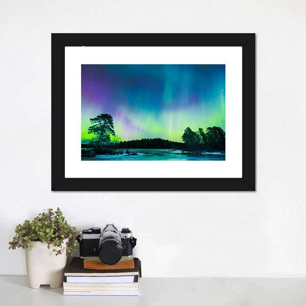 Colorful Northern Lights Canvas Wall Art-3 Horizontal-Gallery Wrap-25" x 16"-Tiaracle