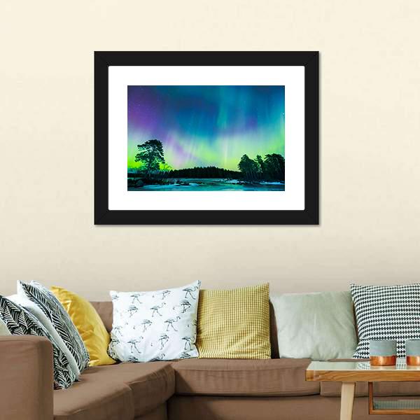 Colorful Northern Lights Canvas Wall Art-1 Piece-Framed Print-20" x 16"-Tiaracle