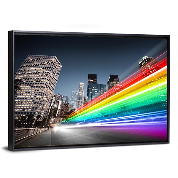 Colorful Rainbow Bus Traffic Canvas Wall Art-3 Horizontal-Gallery Wrap-25" x 16"-Tiaracle