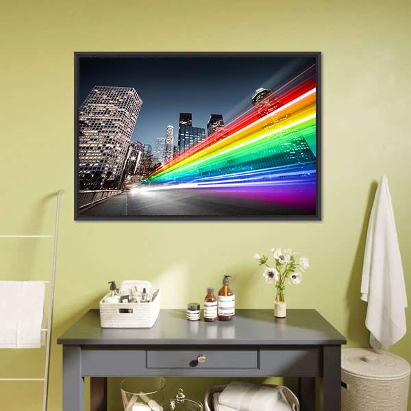 Colorful Rainbow Bus Traffic Canvas Wall Art-3 Horizontal-Gallery Wrap-25" x 16"-Tiaracle