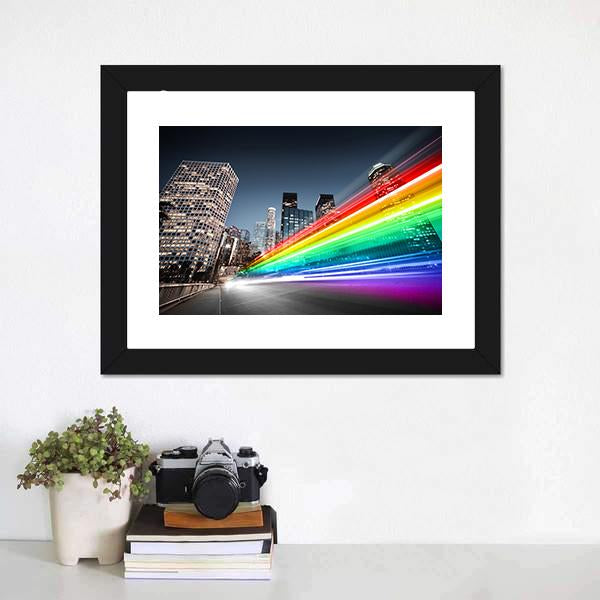 Colorful Rainbow Bus Traffic Canvas Wall Art-3 Horizontal-Gallery Wrap-25" x 16"-Tiaracle