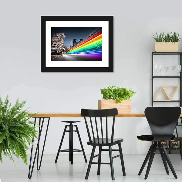 Colorful Rainbow Bus Traffic Canvas Wall Art-3 Horizontal-Gallery Wrap-25" x 16"-Tiaracle