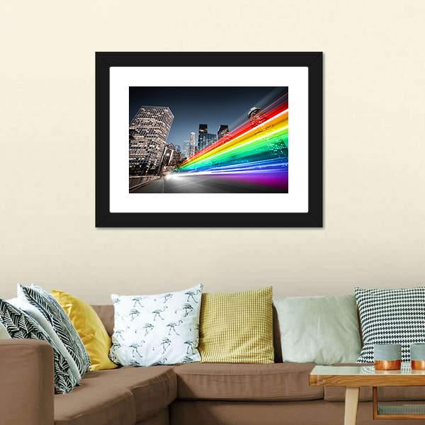 Colorful Rainbow Bus Traffic Canvas Wall Art-1 Piece-Framed Print-20" x 16"-Tiaracle