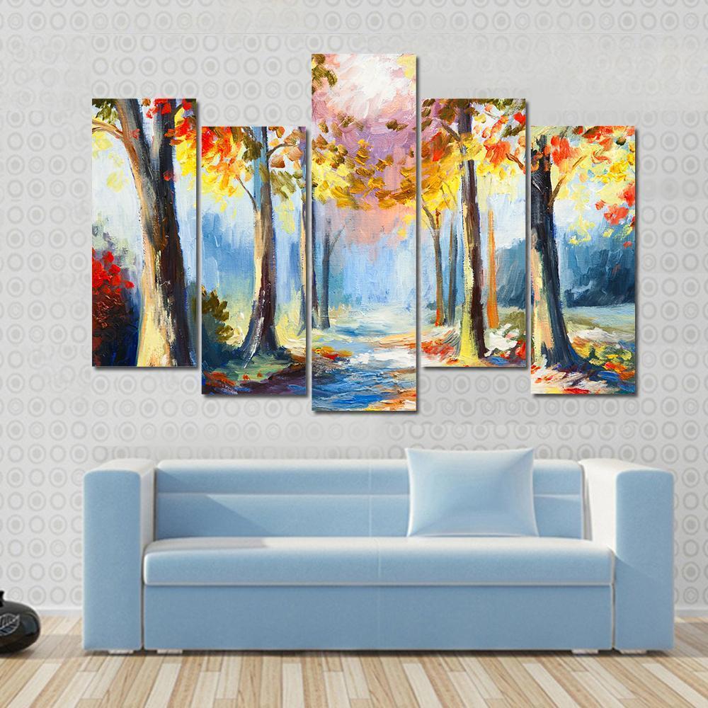 Colorful Spring Landscape Canvas Wall Art-5 Pop-Gallery Wrap-47" x 32"-Tiaracle