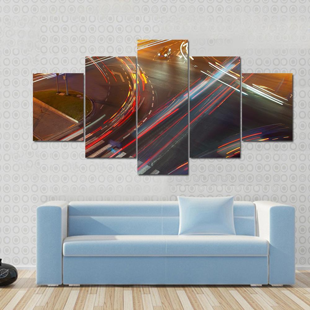 Colorful Traffic Lights Canvas Wall Art-5 Star-Gallery Wrap-62" x 32"-Tiaracle