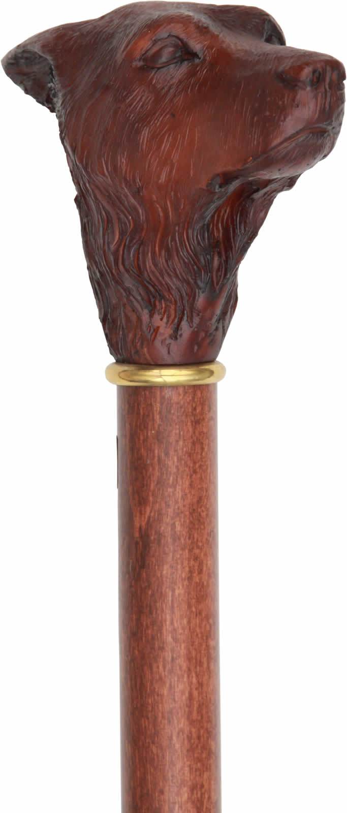 Scratch & Dent Doberman Head Walking Stick With Beechwood Shaft and Brass Collar V1830