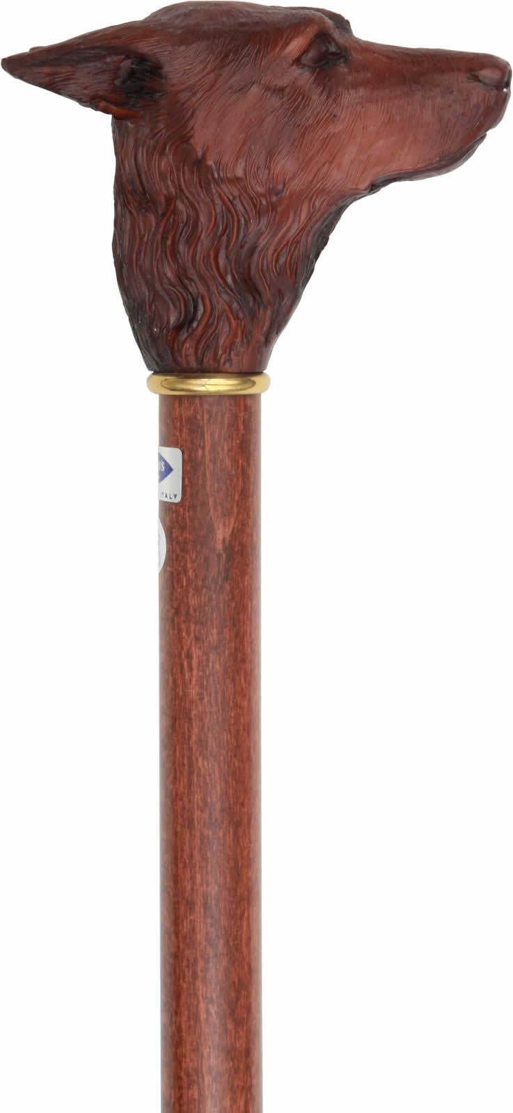 Scratch & Dent Doberman Head Walking Stick With Beechwood Shaft and Brass Collar V1830