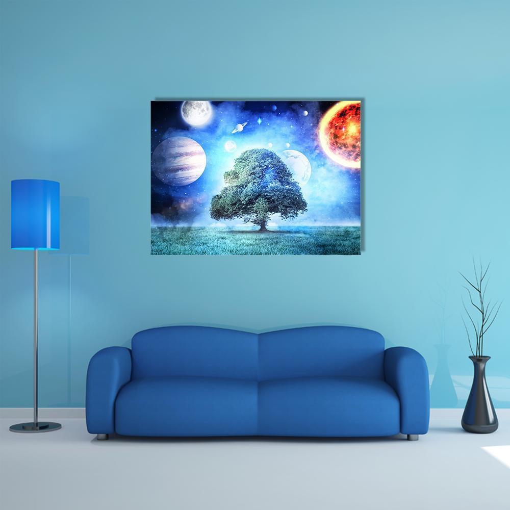 Composite Image Of Solar System Canvas Wall Art-1 Piece-Gallery Wrap-48" x 32"-Tiaracle