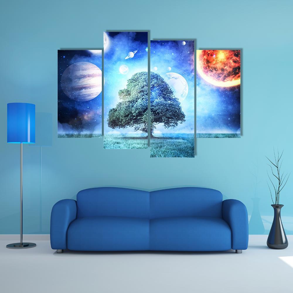 Composite Image Of Solar System Canvas Wall Art-4 Pop-Gallery Wrap-50" x 32"-Tiaracle