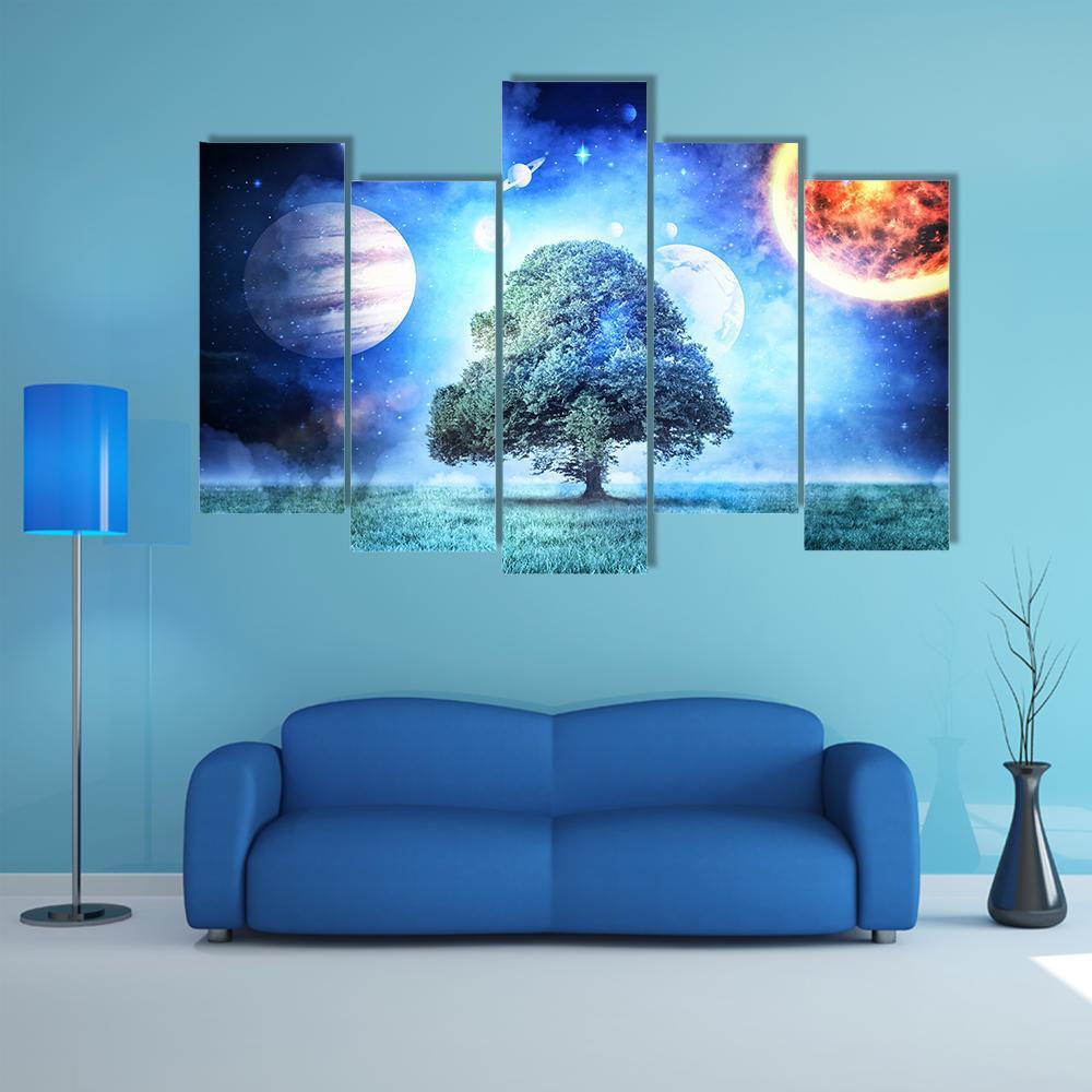 Composite Image Of Solar System Canvas Wall Art-5 Pop-Gallery Wrap-47" x 32"-Tiaracle