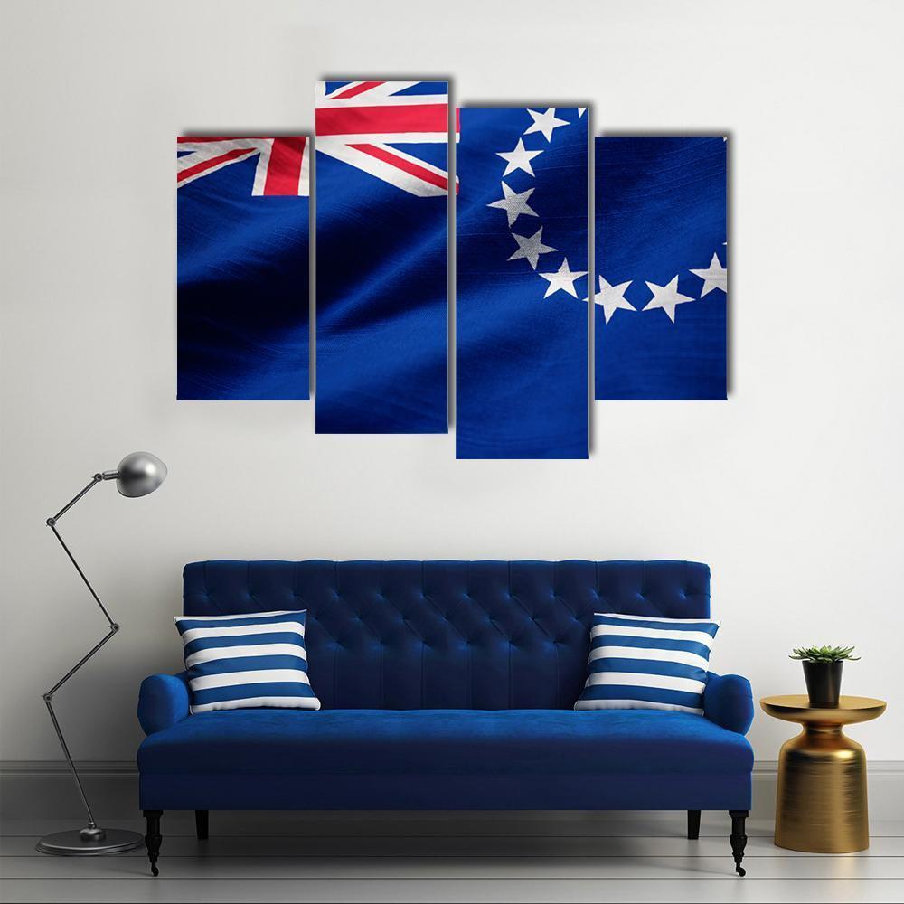 Cook Islands Flag Canvas Wall Art-4 Pop-Gallery Wrap-50" x 32"-Tiaracle