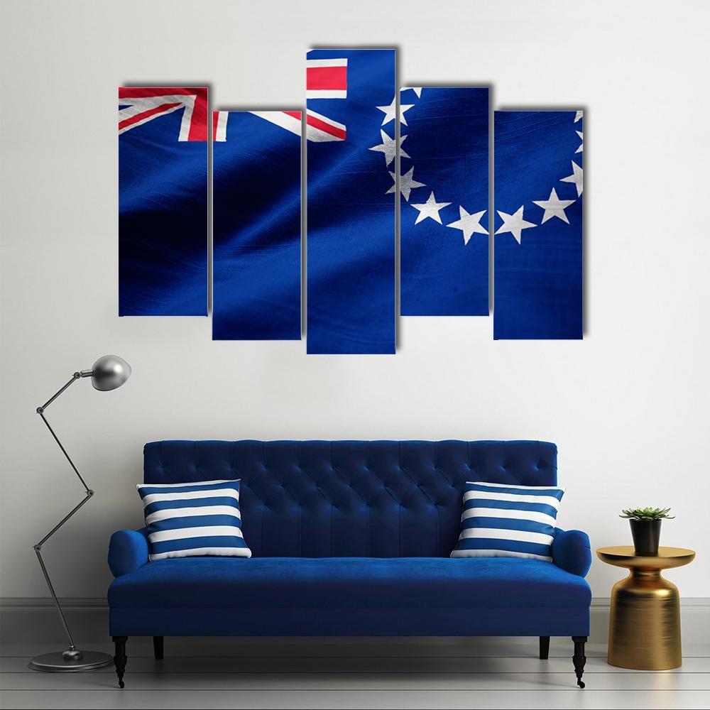 Cook Islands Flag Canvas Wall Art-5 Pop-Gallery Wrap-47" x 32"-Tiaracle