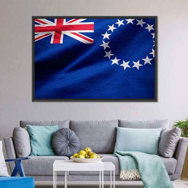 Cook Islands Flag Canvas Wall Art-3 Horizontal-Gallery Wrap-25" x 16"-Tiaracle