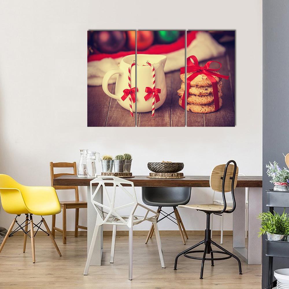 Cookies & Cup Canvas Wall Art-3 Horizontal-Gallery Wrap-37" x 24"-Tiaracle