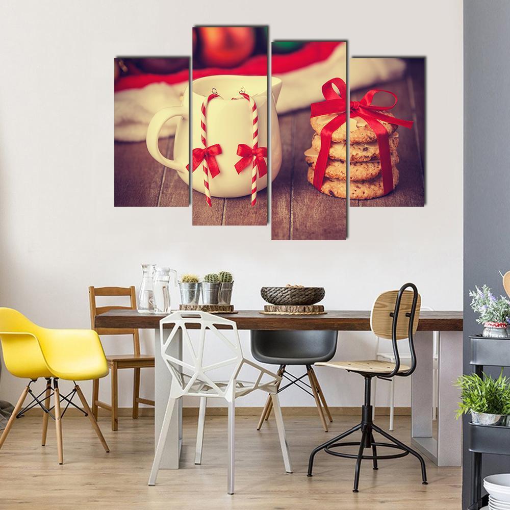 Cookies & Cup Canvas Wall Art-4 Pop-Gallery Wrap-50" x 32"-Tiaracle