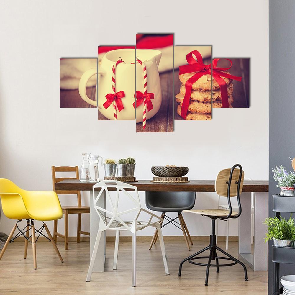 Cookies & Cup Canvas Wall Art-5 Star-Gallery Wrap-62" x 32"-Tiaracle