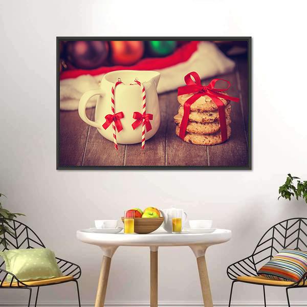 Cookies & Cup Canvas Wall Art-1 Piece-Floating Frame-24" x 16"-Tiaracle