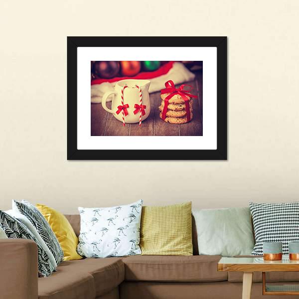 Cookies & Cup Canvas Wall Art-1 Piece-Framed Print-20" x 16"-Tiaracle