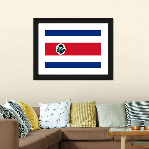 Costa Rica Flag Canvas Wall Art-1 Piece-Framed Print-20" x 16"-Tiaracle