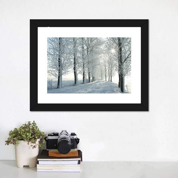 Country Road In Winter Canvas Wall Art-3 Horizontal-Gallery Wrap-25" x 16"-Tiaracle