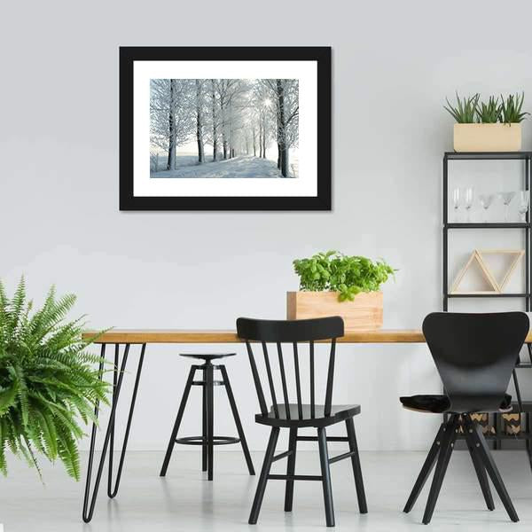 Country Road In Winter Canvas Wall Art-3 Horizontal-Gallery Wrap-25" x 16"-Tiaracle