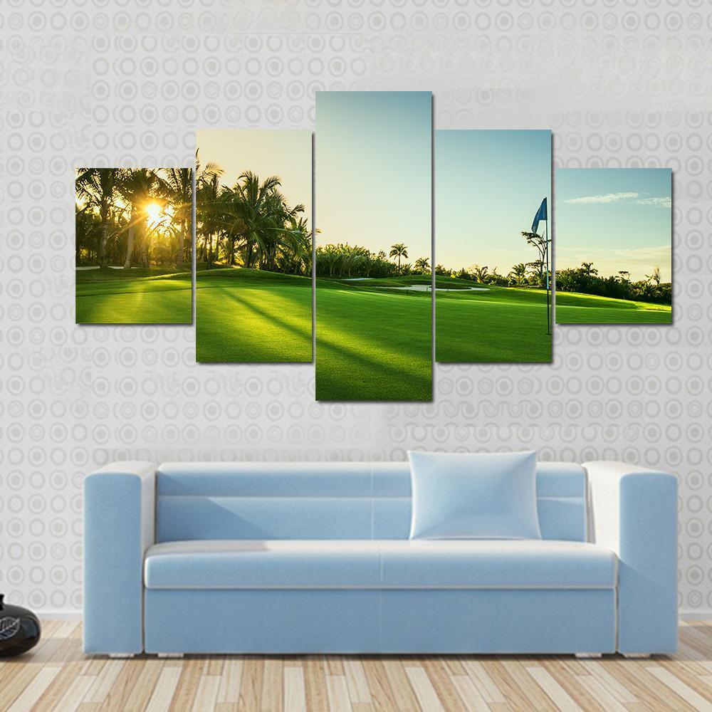 Countryside Golf Course Canvas Wall Art-5 Star-Gallery Wrap-62" x 32"-Tiaracle