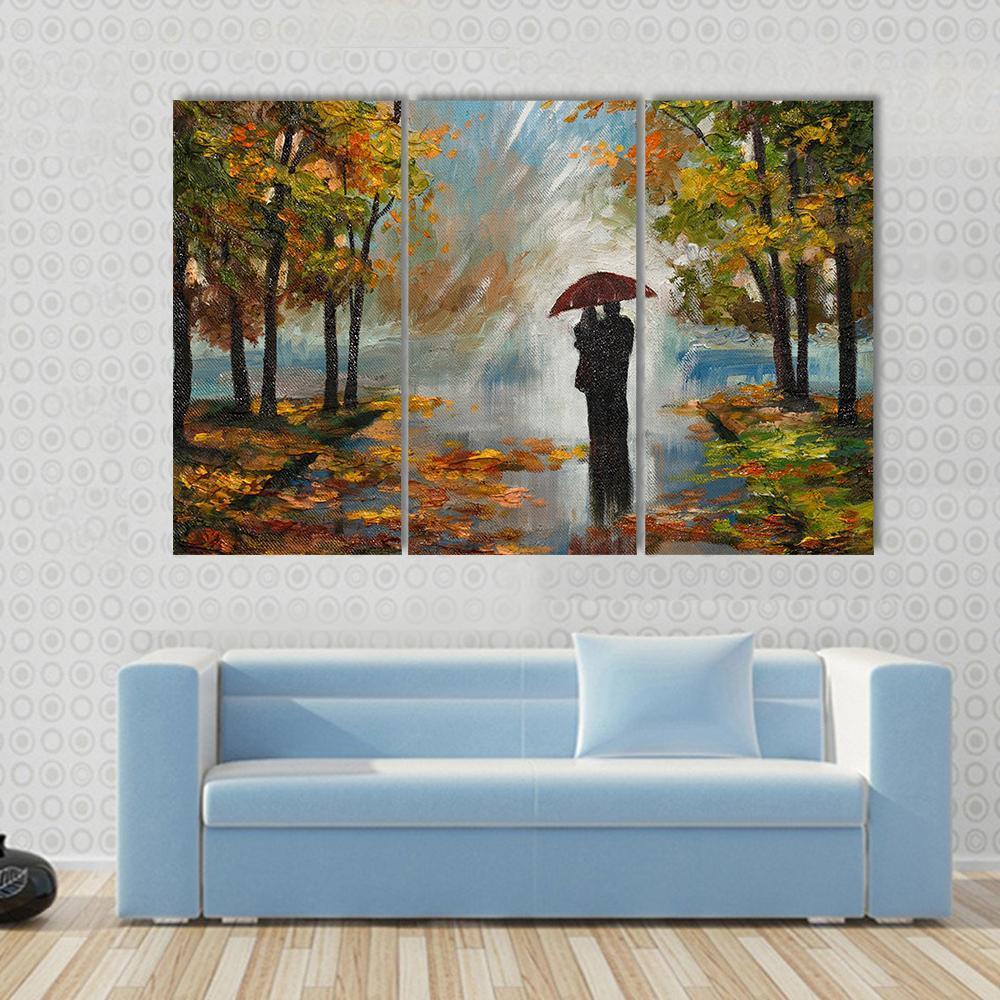 Couple In The Forest Canvas Wall Art-3 Horizontal-Gallery Wrap-37" x 24"-Tiaracle