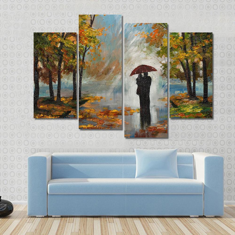 Couple In The Forest Canvas Wall Art-4 Pop-Gallery Wrap-50" x 32"-Tiaracle