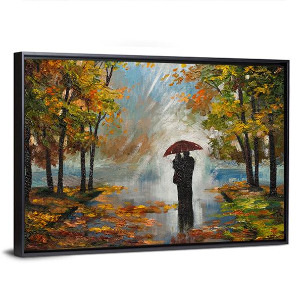 Couple In The Forest Canvas Wall Art-3 Horizontal-Gallery Wrap-25" x 16"-Tiaracle